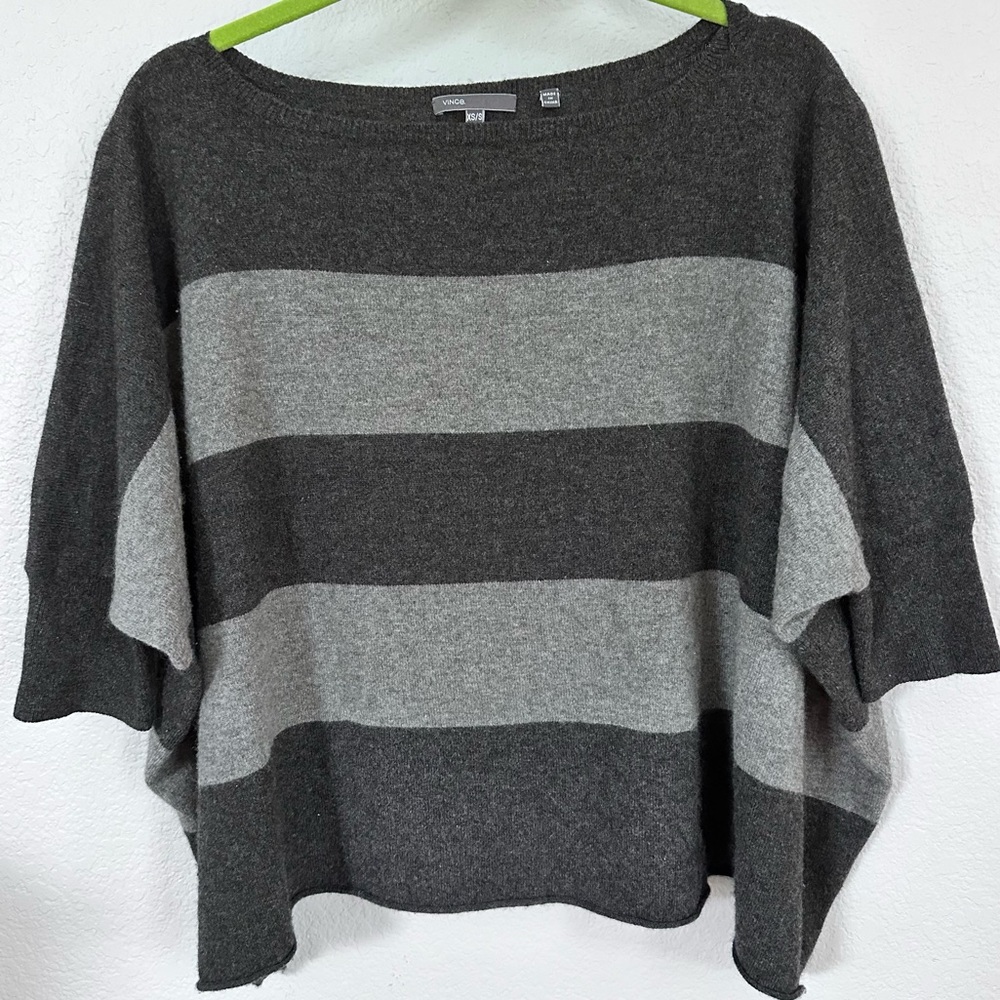 VINCE | 100% Cashmere Striped Boxy Sweater (S)